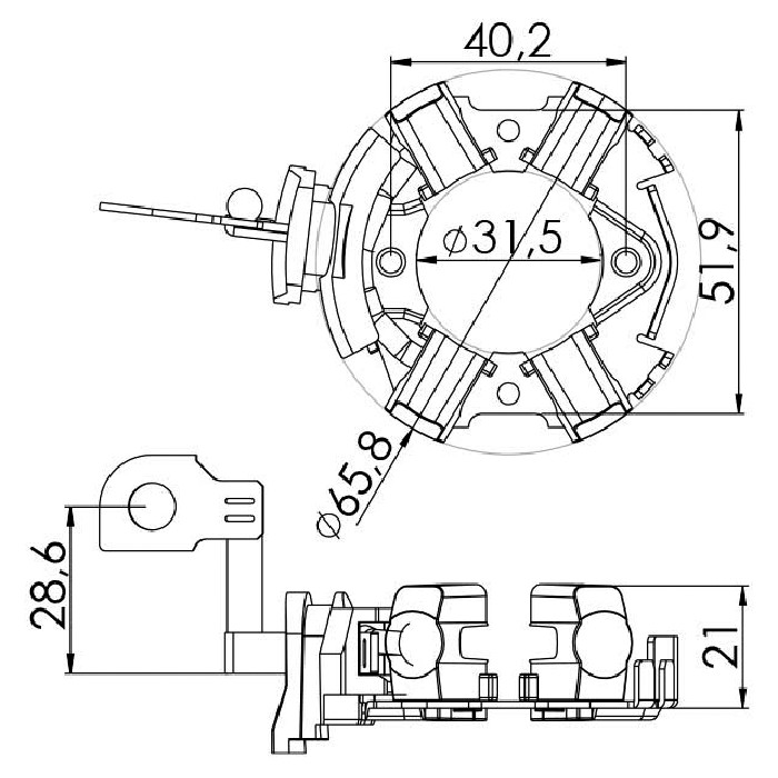 Porta Escovas para Motor de Partida com 4 Escovas - Unifap - 1.273/4