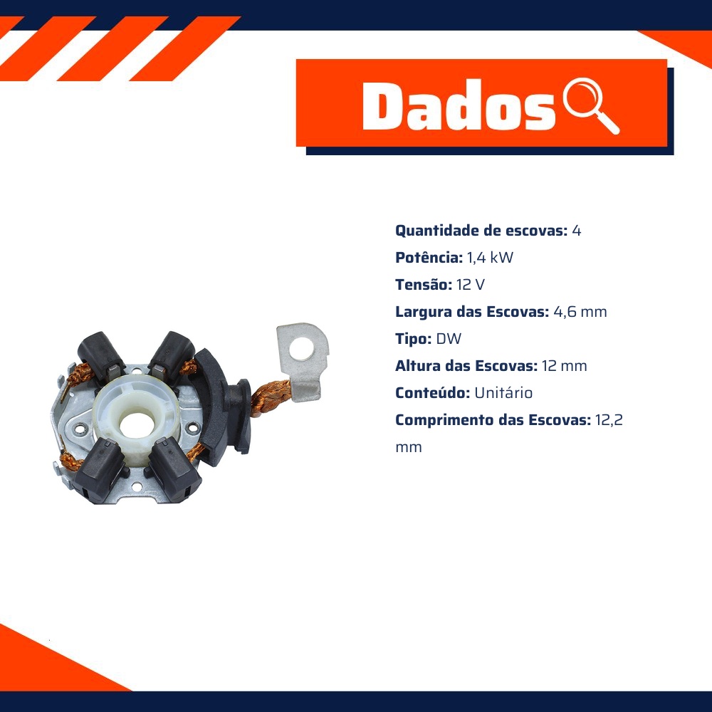 Porta Escovas para Motor de Partida com 4 Escovas - Unifap - 1.273/4