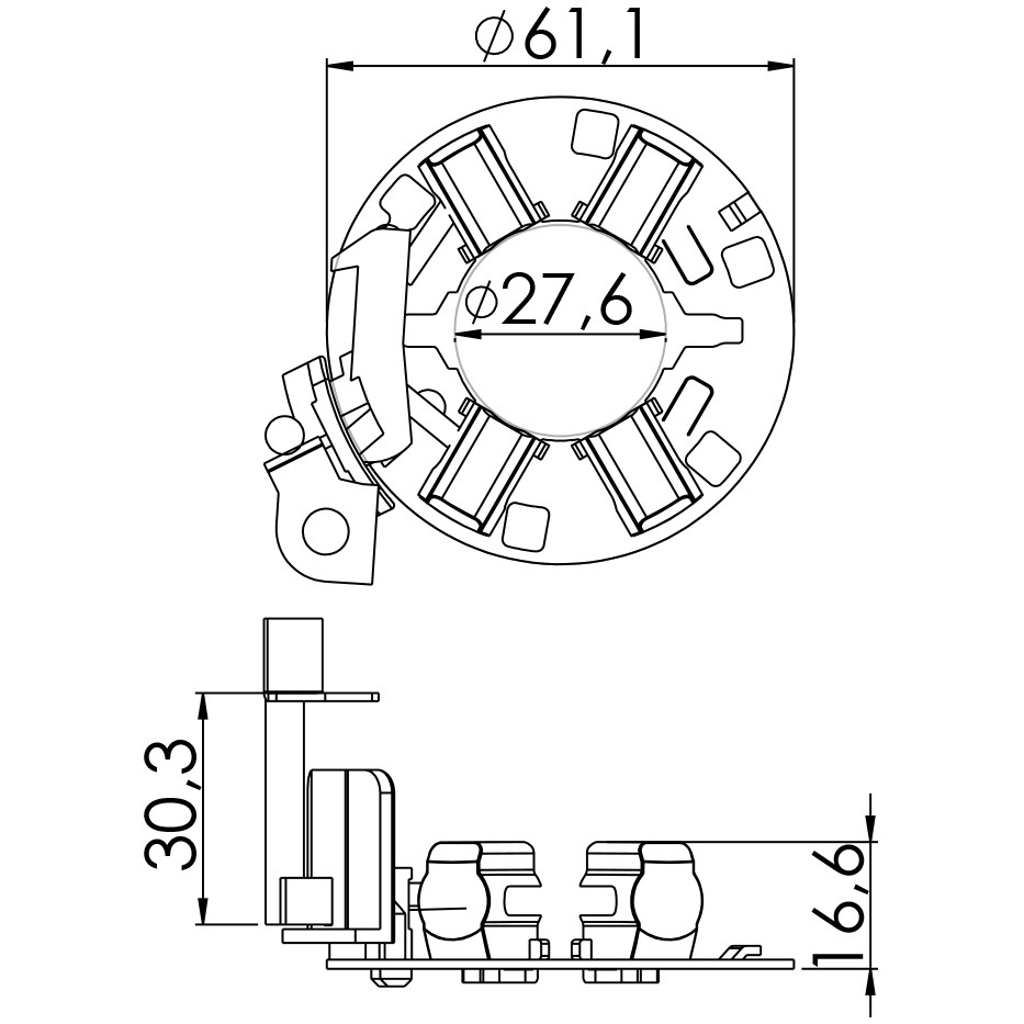 Porta Escovas para Motor de Partida com 4 Escovas - Unifap - 1.288/4