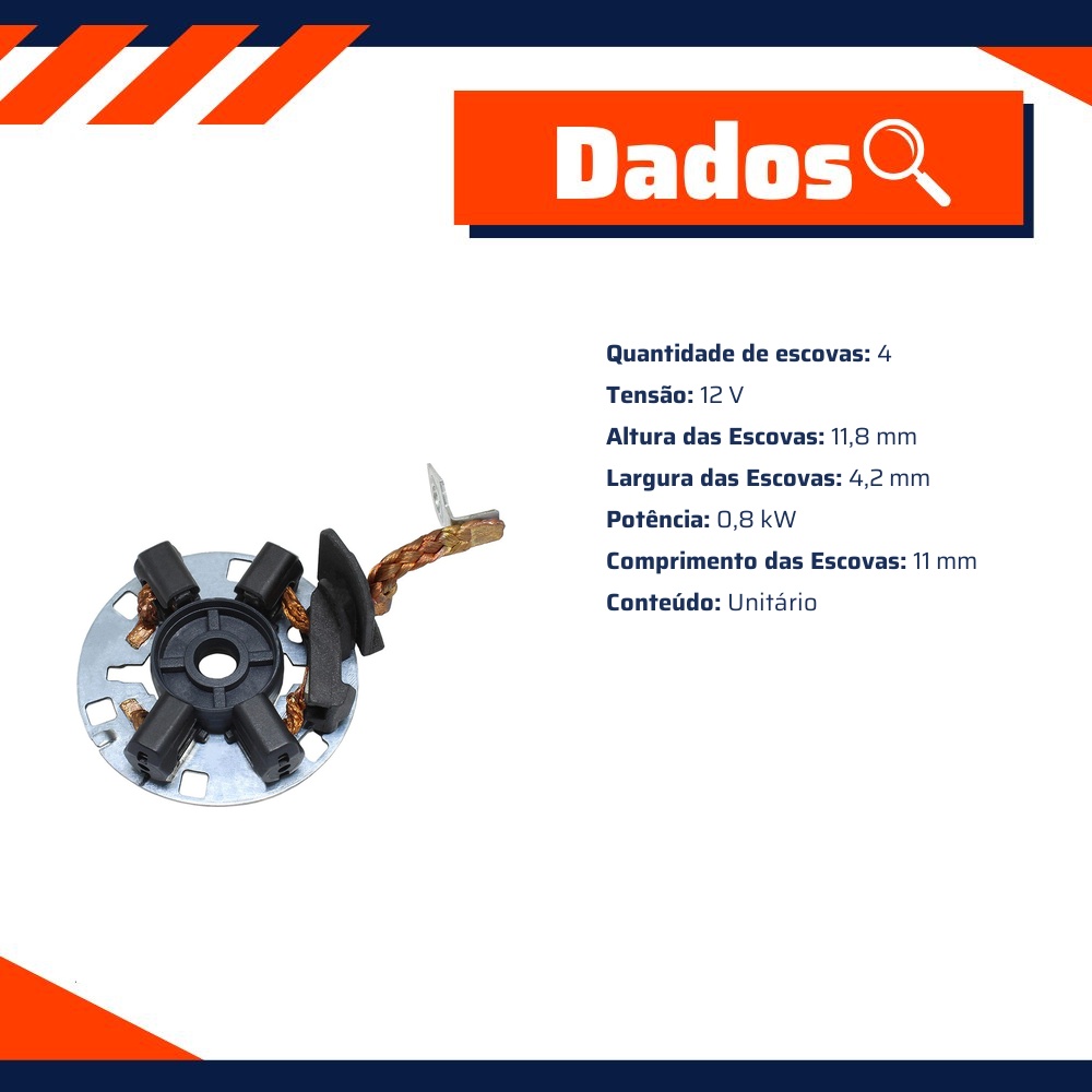 Porta Escovas para Motor de Partida com 4 Escovas - Unifap - 1.288/4