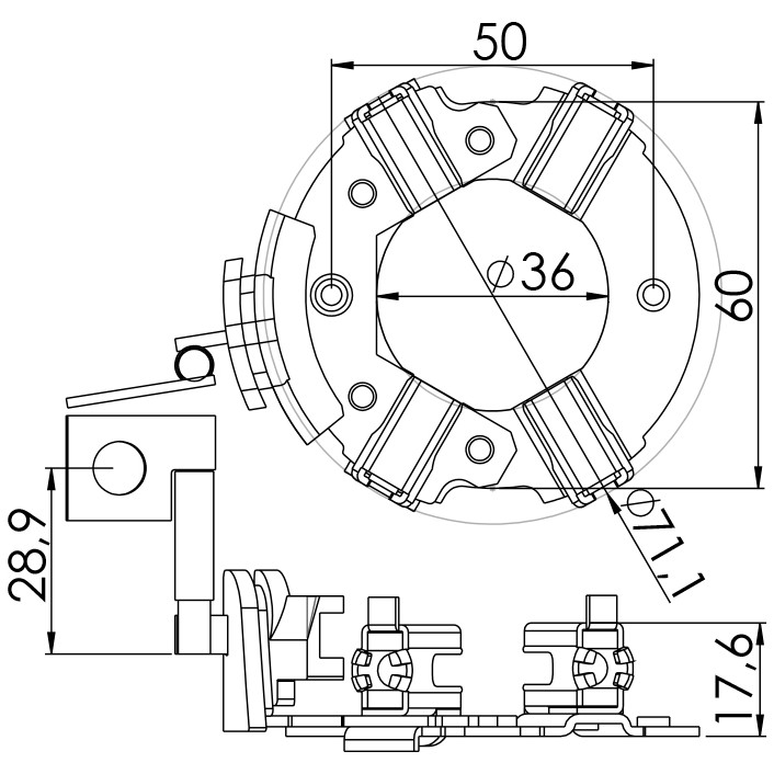 Porta Escovas para Motor de Partida com 4 Escovas - Unifap - 1.300/4