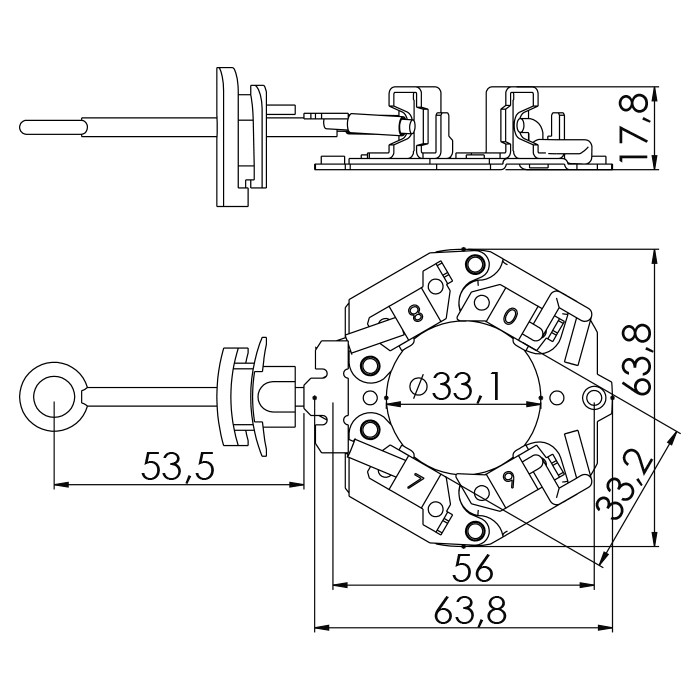 Porta Escovas para Motor de Partida com 4 Escovas - Unifap - 1.309/4
