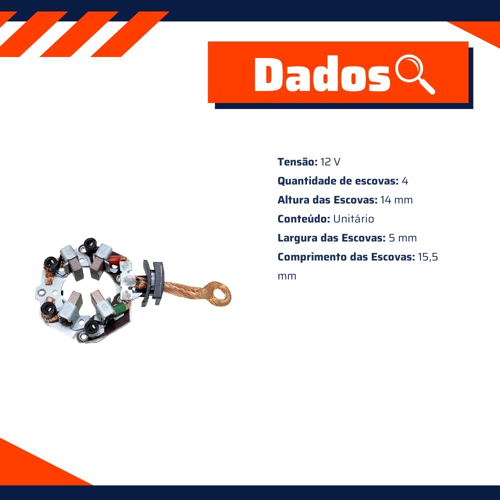 Porta Escovas para Motor de Partida com 4 Escovas - Unifap - 1.309/4