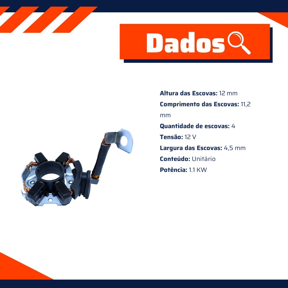 Porta Escovas para Motor de Partida com 4 Escovas - Unifap - 1.316/4