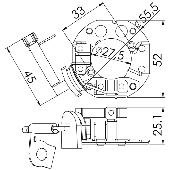 Porta Escovas para Motor de Partida com 2 Escovas - Unifap - 1.324/2