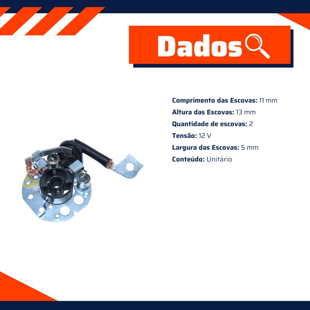 Porta Escovas para Motor de Partida com 2 Escovas - Unifap - 1.324/2
