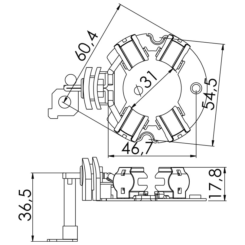 Porta Escovas para Motor de Partida com 4 Escovas - Unifap - 1.325/4