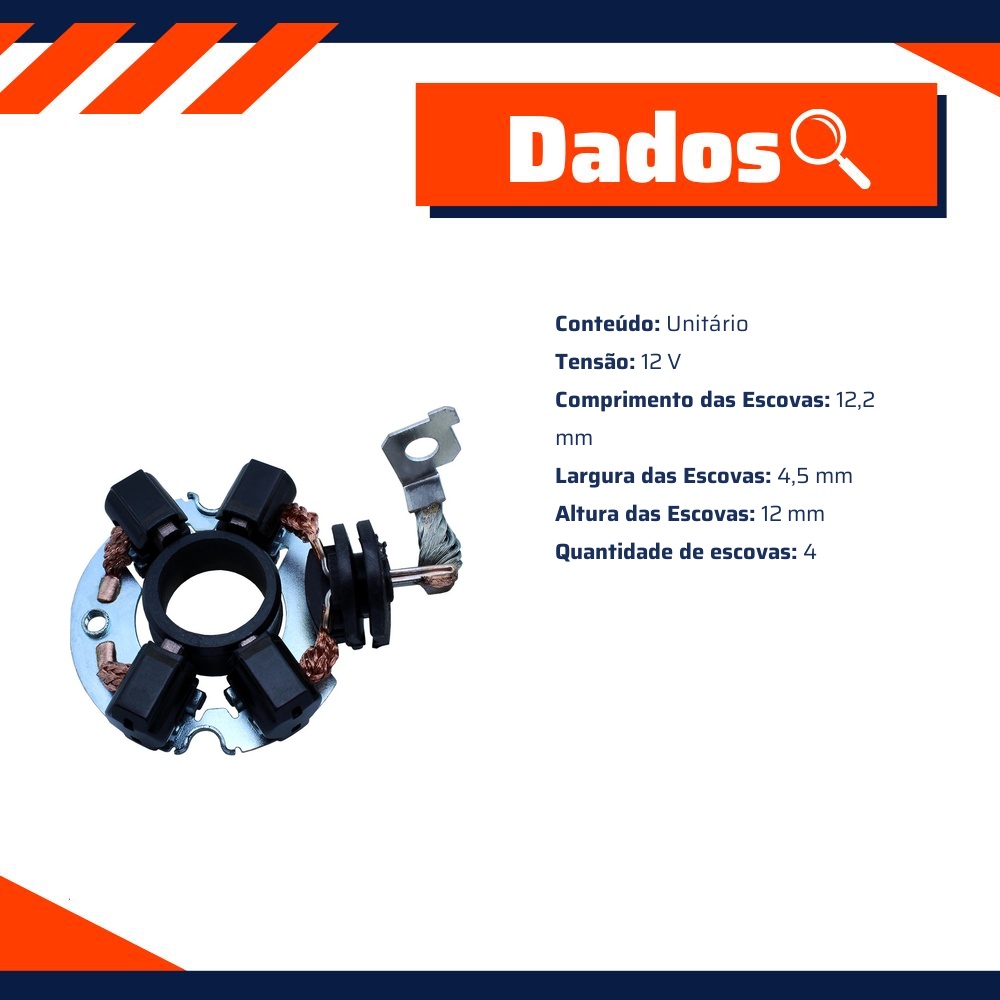 Porta Escovas para Motor de Partida com 4 Escovas - Unifap - 1.325/4