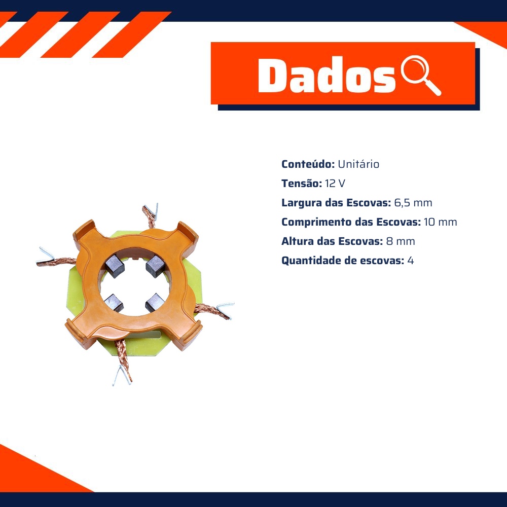 Porta Escovas para Motor de Partida com 4 Escovas - Unifap - 1.327/4