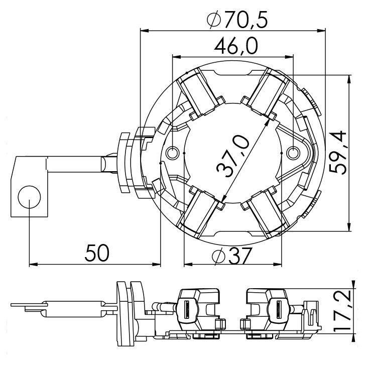 Porta Escovas para Motor de Partida com 4 Escovas - Unifap - 1.352/4