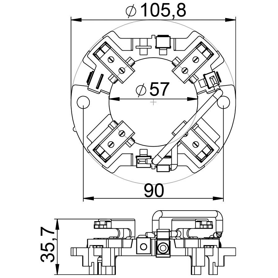 Porta Escovas para Motor de Partida com 4 Escovas - Unifap - 1.355/4