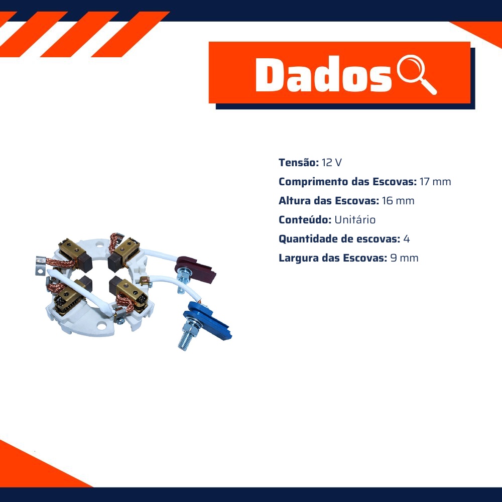 Porta Escovas para Motor de Partida com 4 Escovas - Unifap - 1.355/4