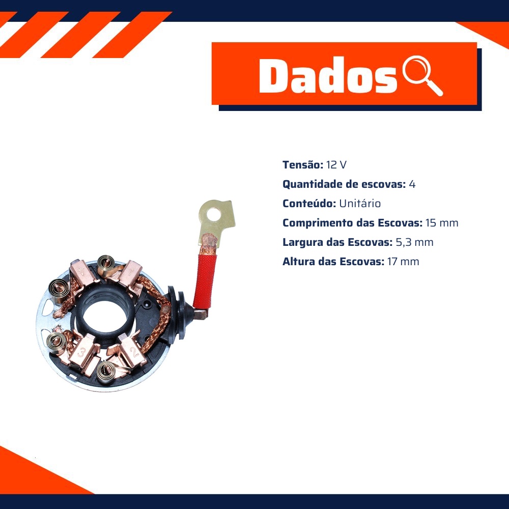 Porta Escovas para Motor de Partida com 4 Escovas para Hyundai IX35 e KIA Soul - Unifap - 1.356/4