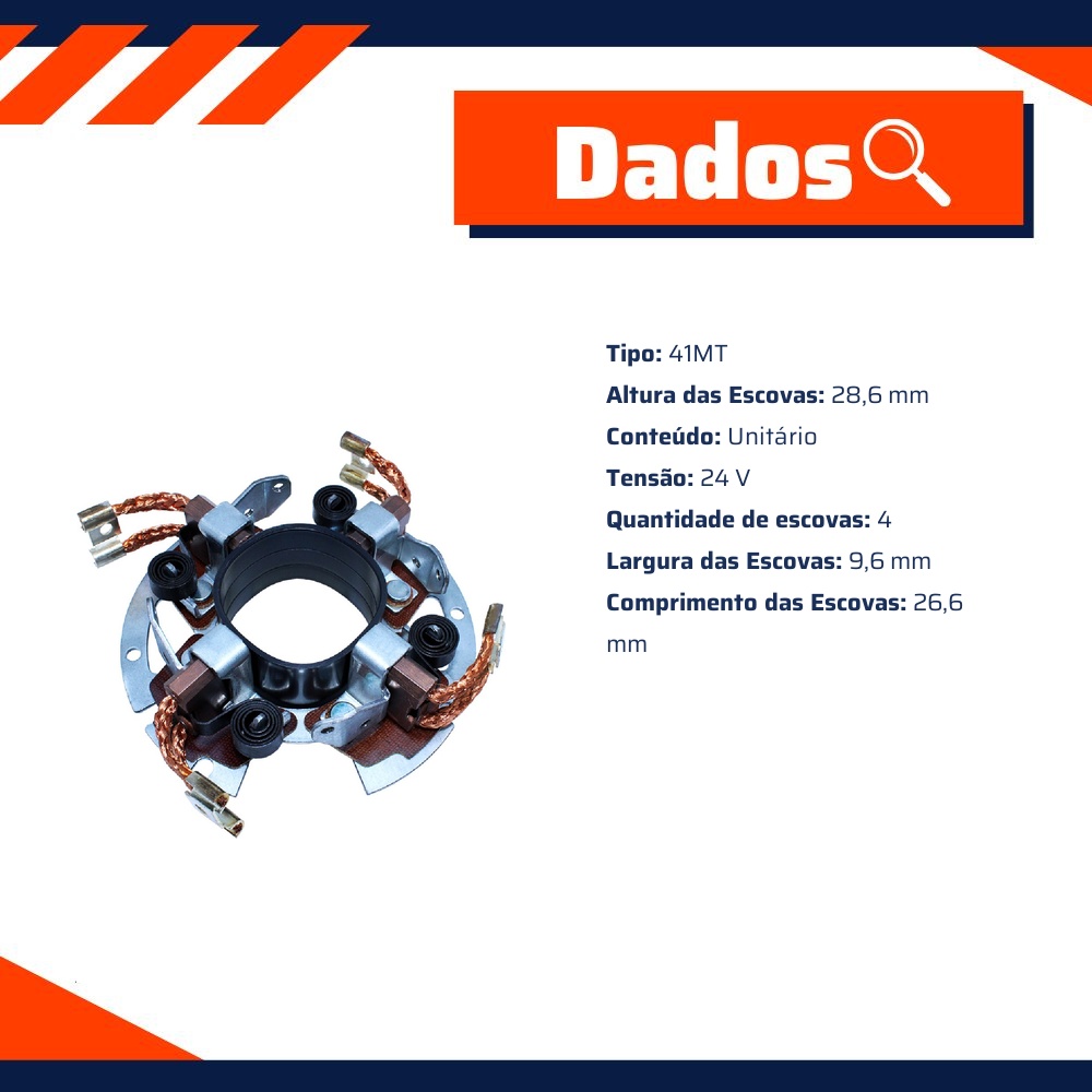 Porta Escovas para Motor de Partida com 4 Escovas - Unifap - 1.185/4