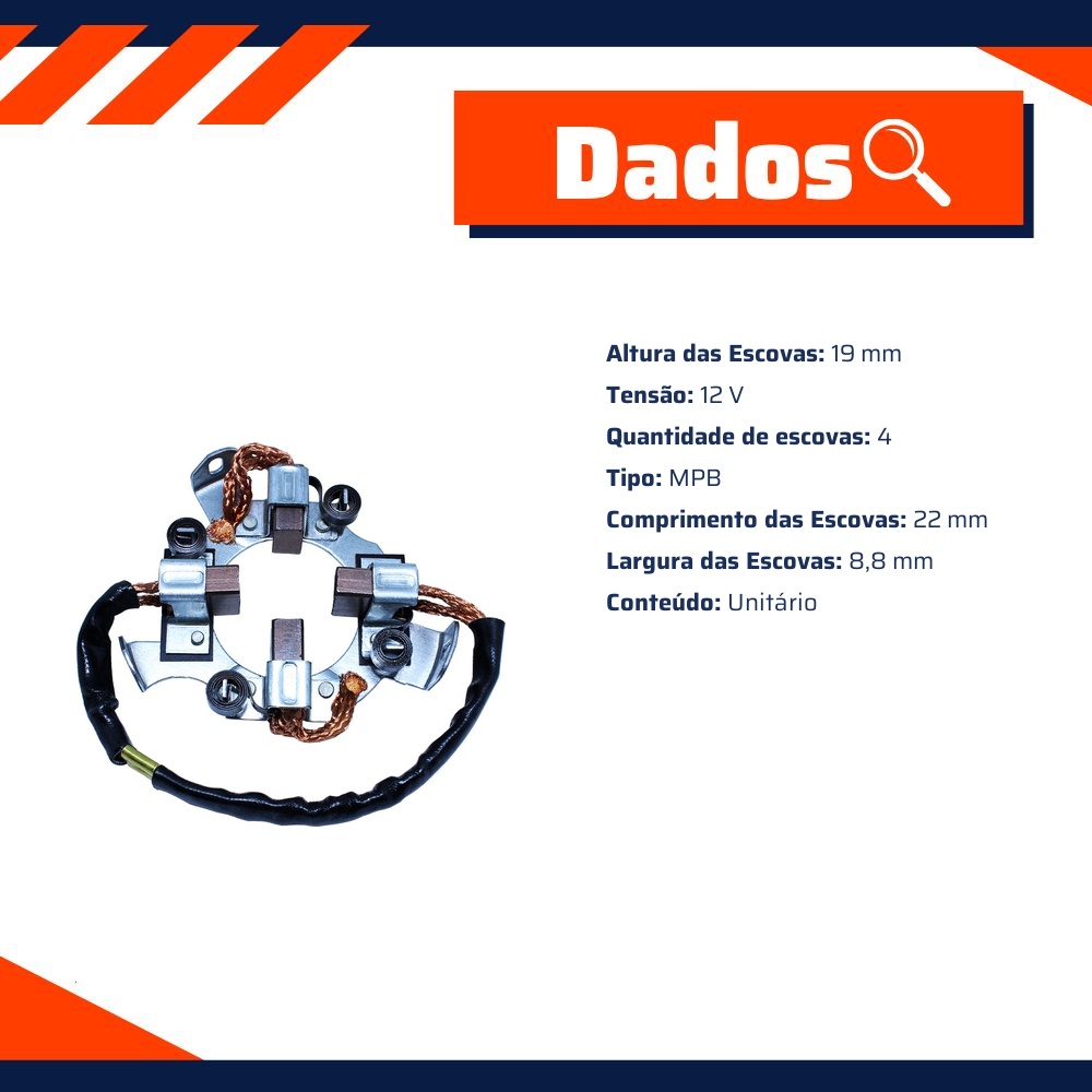 Porta Escovas para Motor de Partida com 4 Escovas - Unifap - 1.102/4