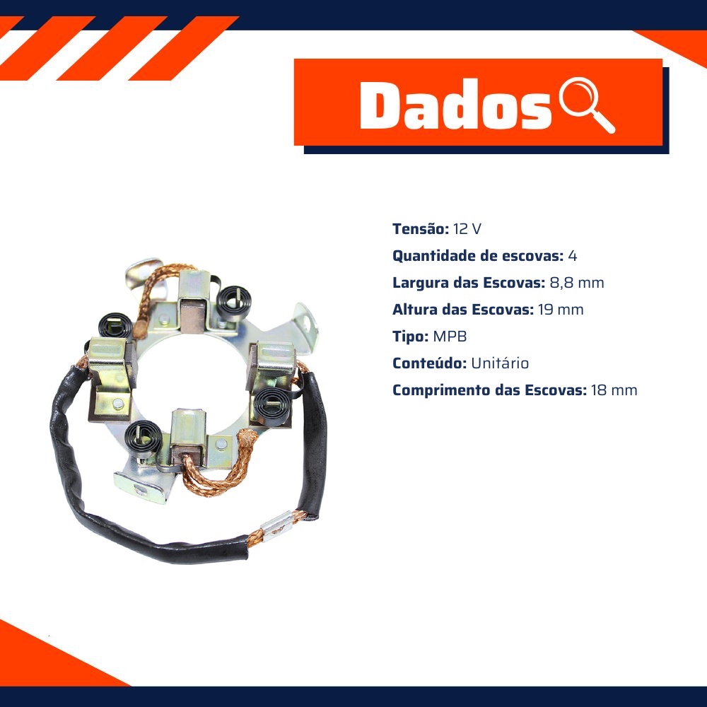 Porta Escovas para Motor de Partida com 4 Escovas para Ford Maverick - Unifap - 1.103/4
