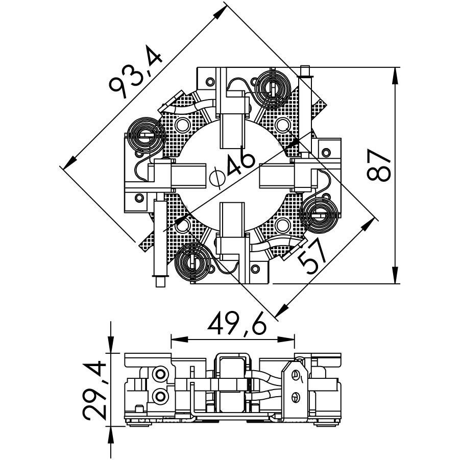 Porta Escovas para Motor de Partida com 4 Escovas - Unifap - 1.104/4