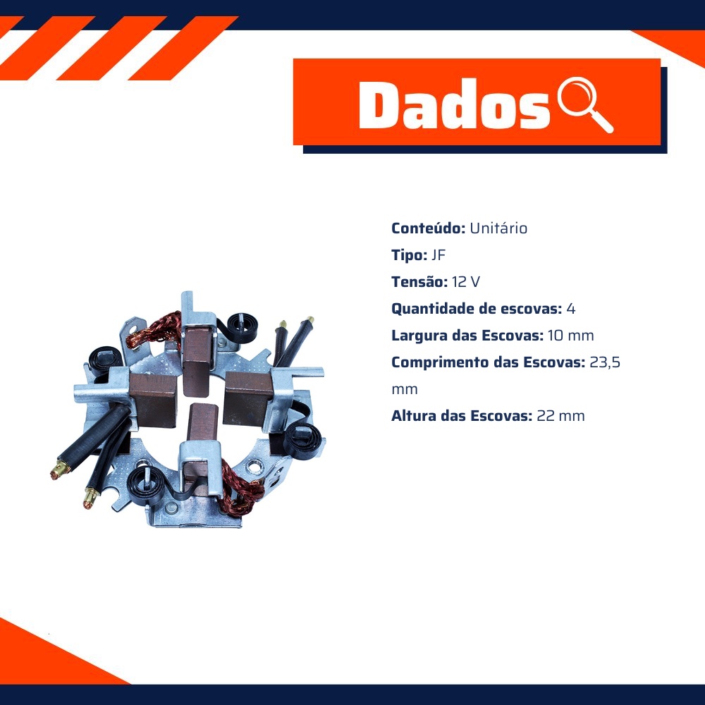 Porta Escovas para Motor de Partida com 4 Escovas - Unifap - 1.104/4