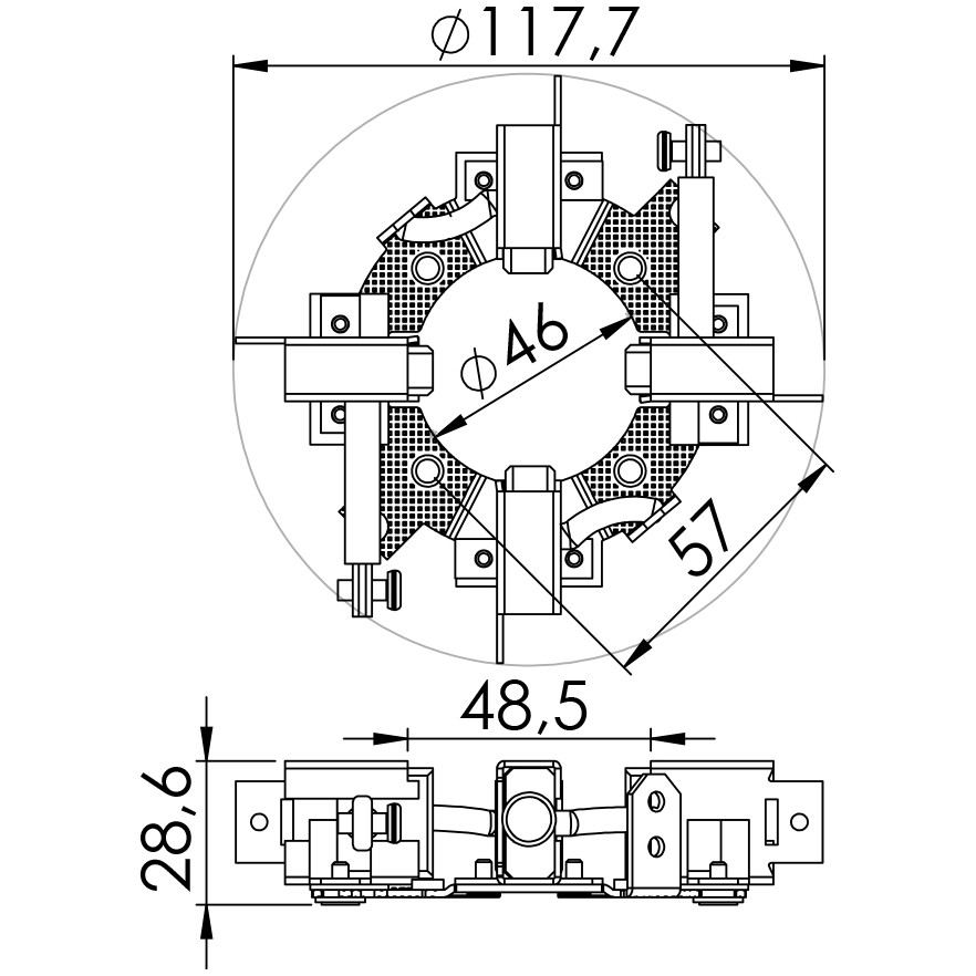 Porta Escovas para Motor de Partida com 4 Escovas - Unifap - 1.105/4