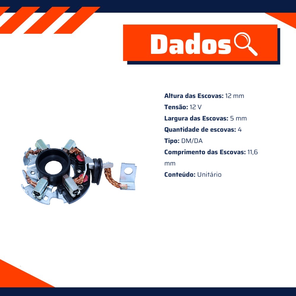 Porta Escovas para Motor de Partida com 4 Escovas - Unifap - 1.116/4