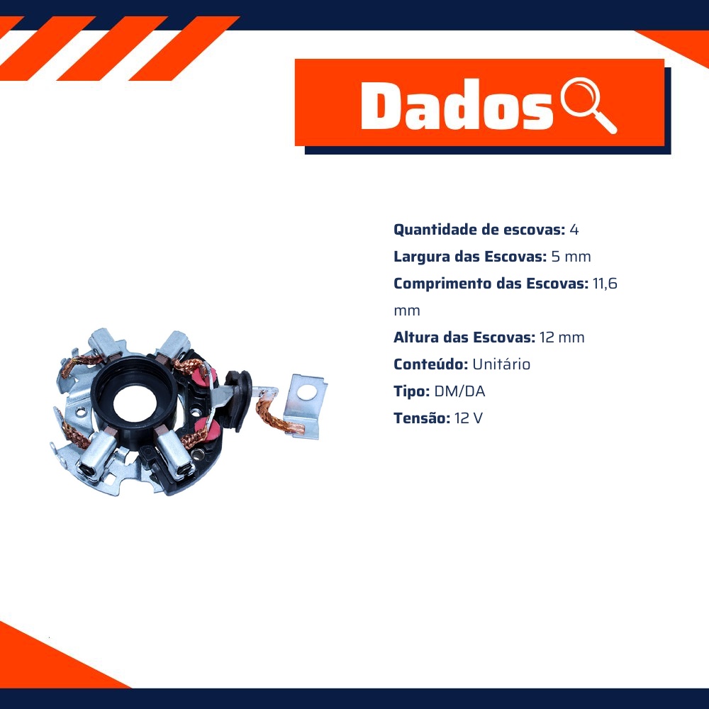 Porta Escovas para Motor de Partida com 4 Escovas - Unifap - 1.115/4