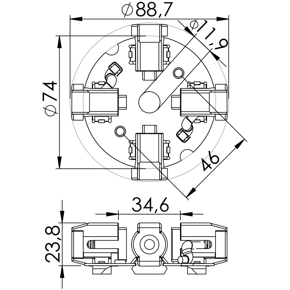 Porta Escovas para Motor de Partida com 4 Escovas - Unifap - 1.130/4
