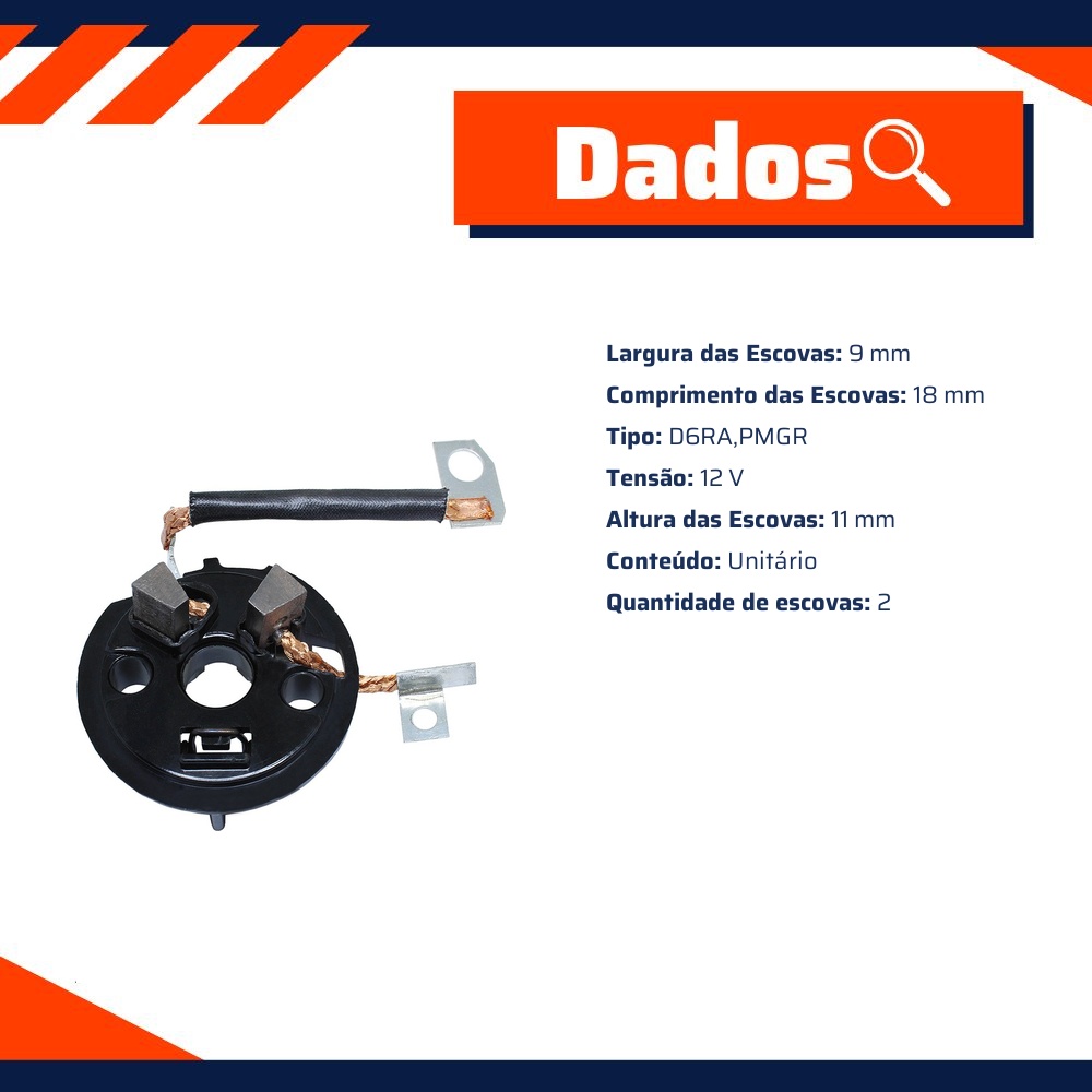 Porta Escovas para Motor de Partida com 2 Escovas - Unifap - 1.138/2