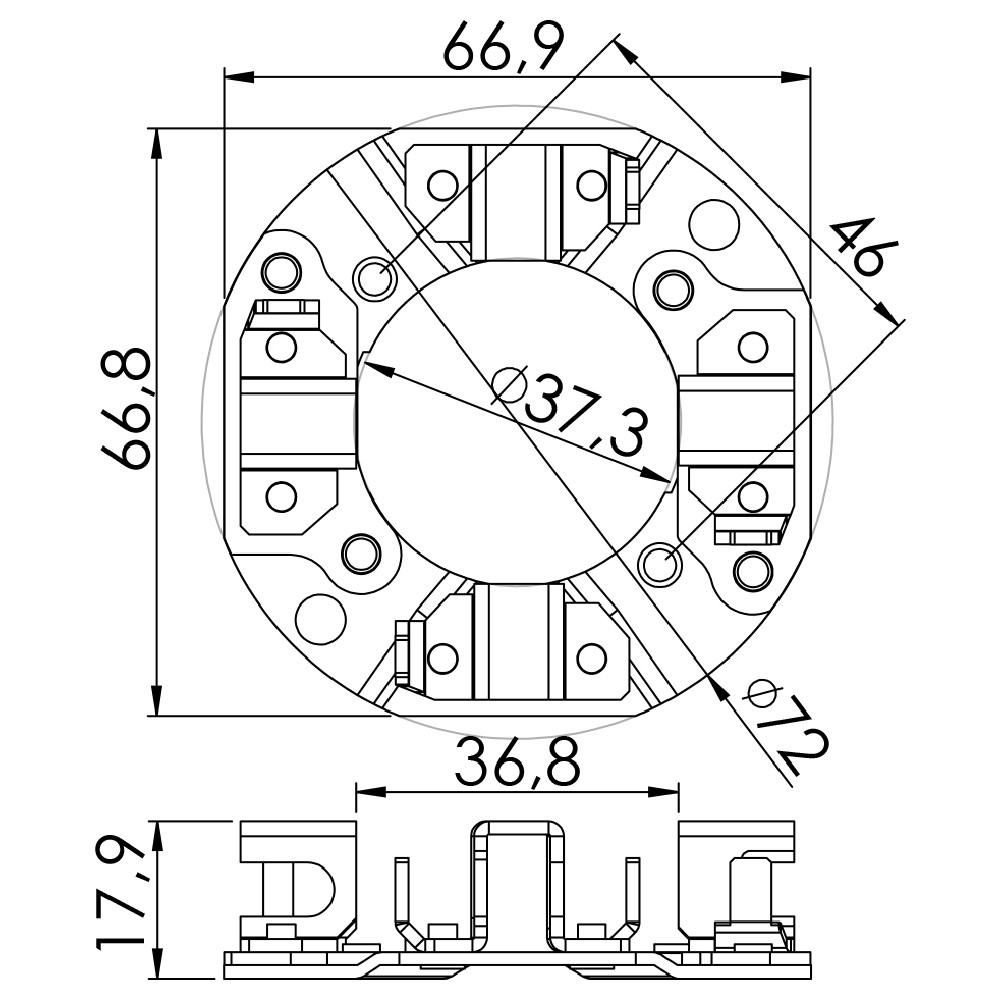 Porta Escovas para Motor de Partida com 4 Escovas - Unifap - 1.141/4