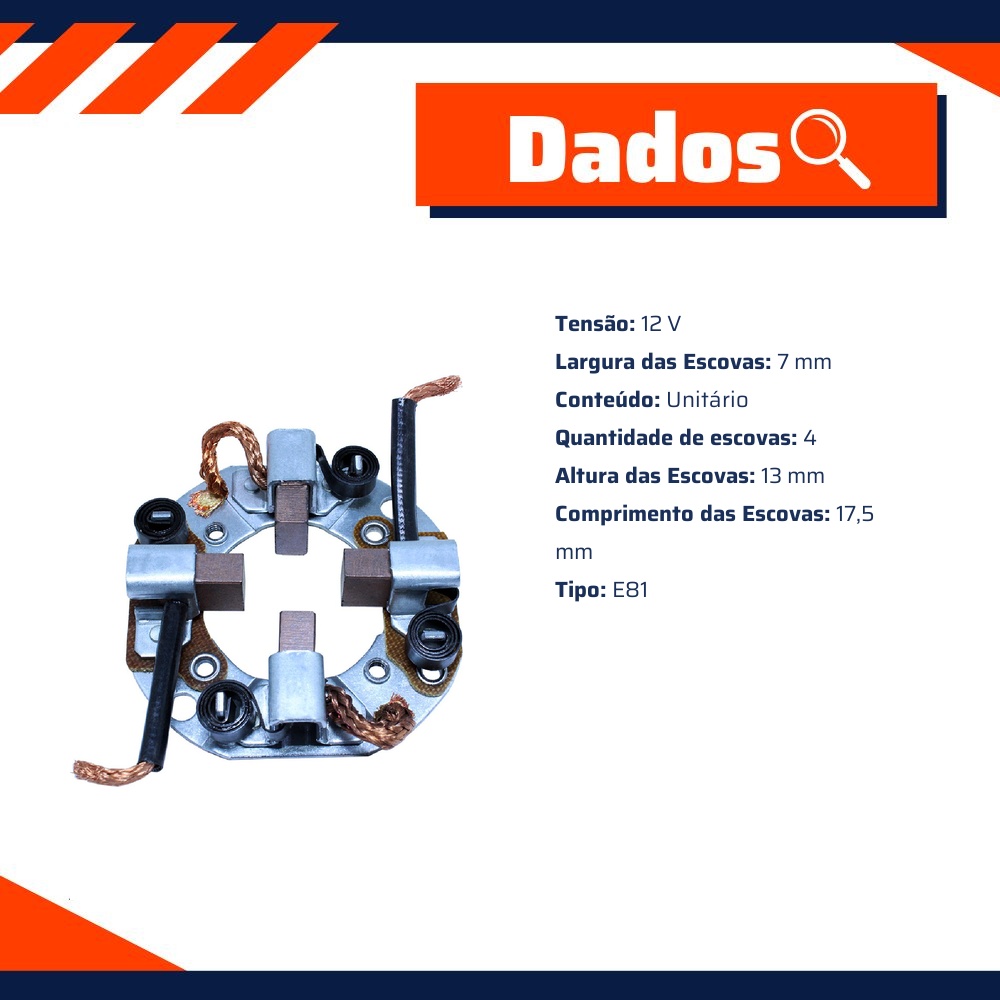 Porta Escovas para Motor de Partida com 4 Escovas - Unifap - 1.141/4