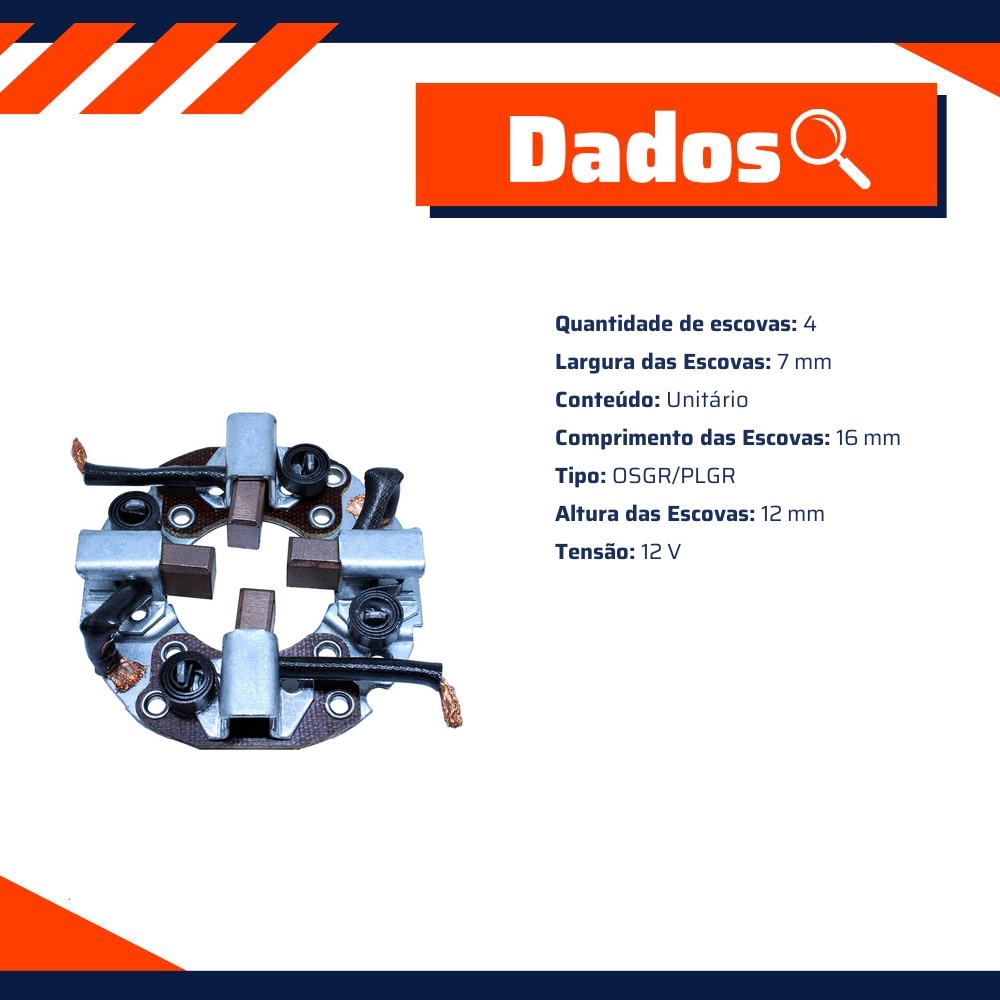 Porta Escovas para Motor de Partida com 4 Escovas - Unifap - 1.142/4