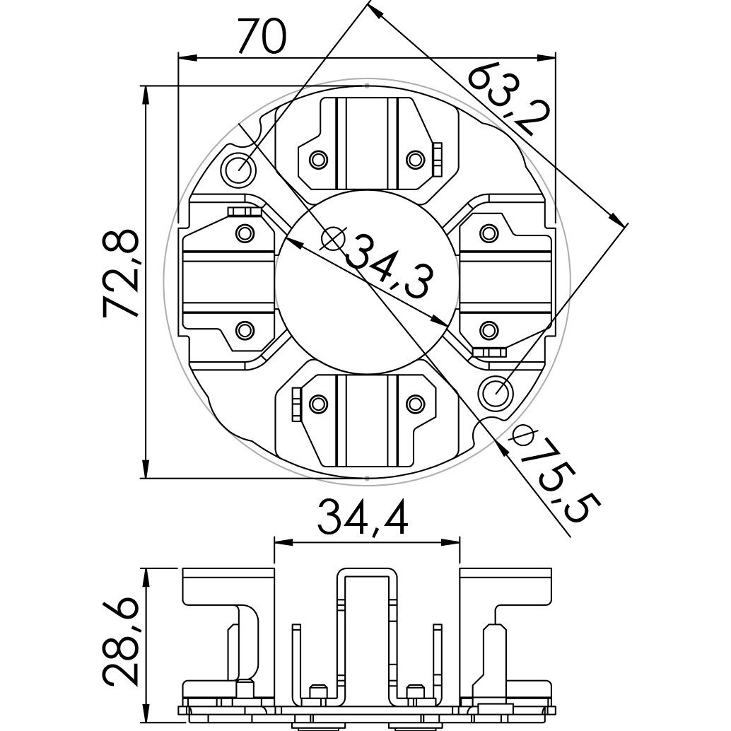 Porta Escovas para Motor de Partida com 4 Escovas - Unifap - 1.146/4