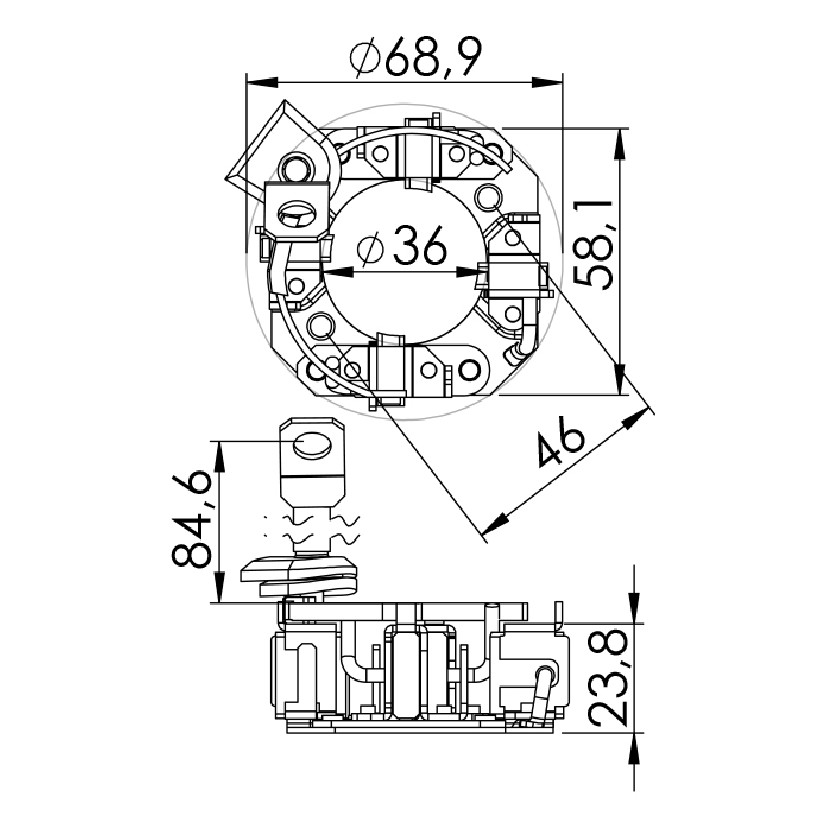 Porta Escovas para Motor de Partida com 4 Escovas - Unifap - 1.148/4