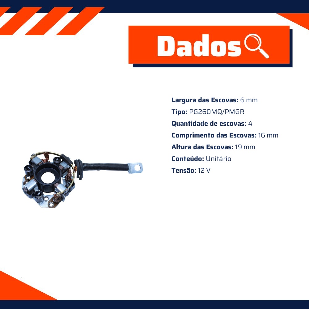 Porta Escovas para Motor de Partida com 4 Escovas - Unifap - 1.148/4