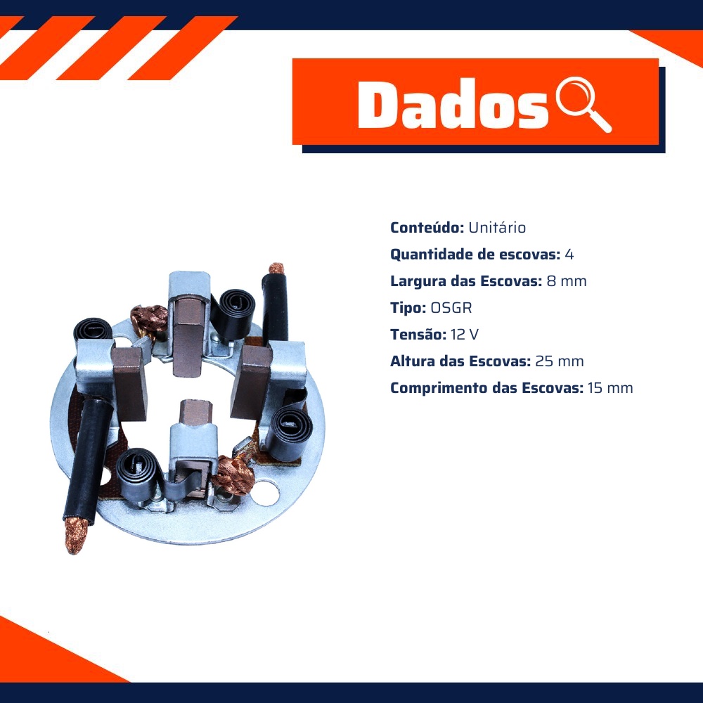 Porta Escovas para Motor de Partida com 4 Escovas para KIA Besta - Unifap - 1.154/4