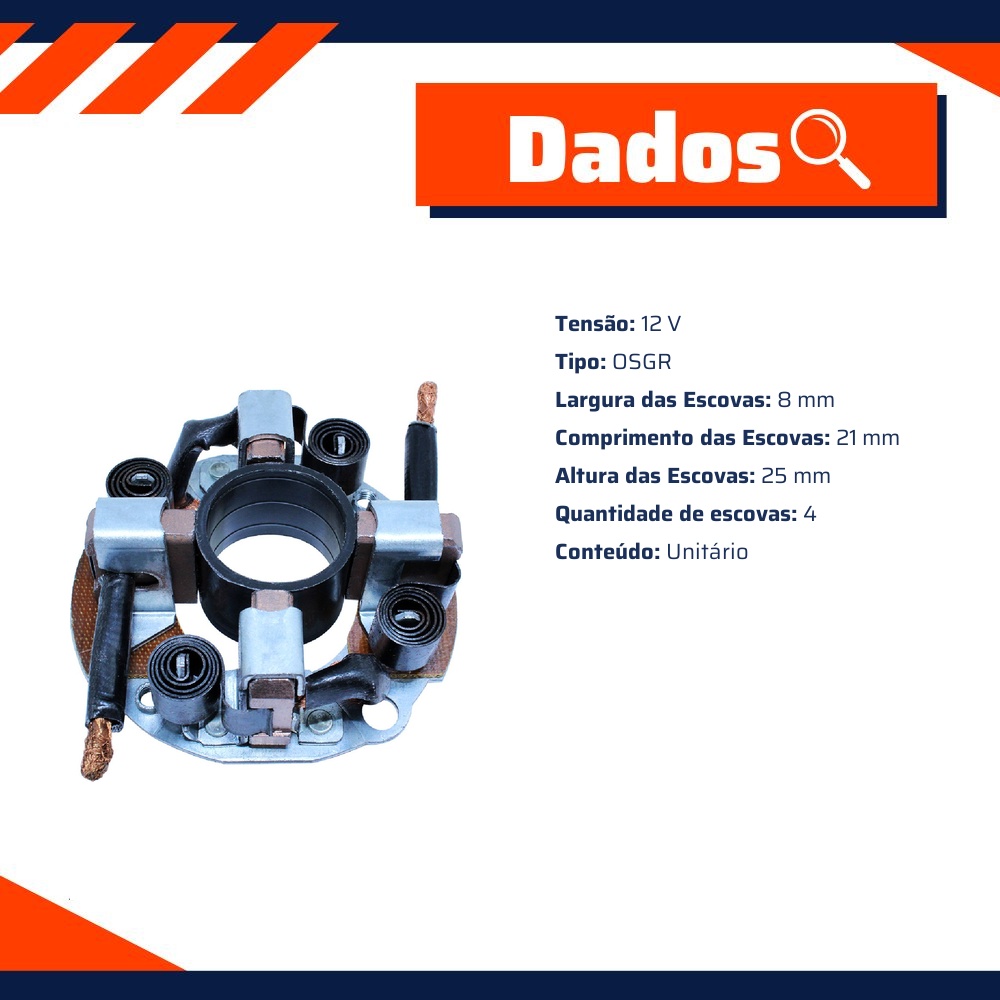 Porta Escovas para Motor de Partida com 4 Escovas - Unifap - 1.153/4