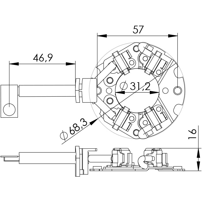Porta Escovas para Motor de Partida com 4 Escovas - Unifap - 1.155/4