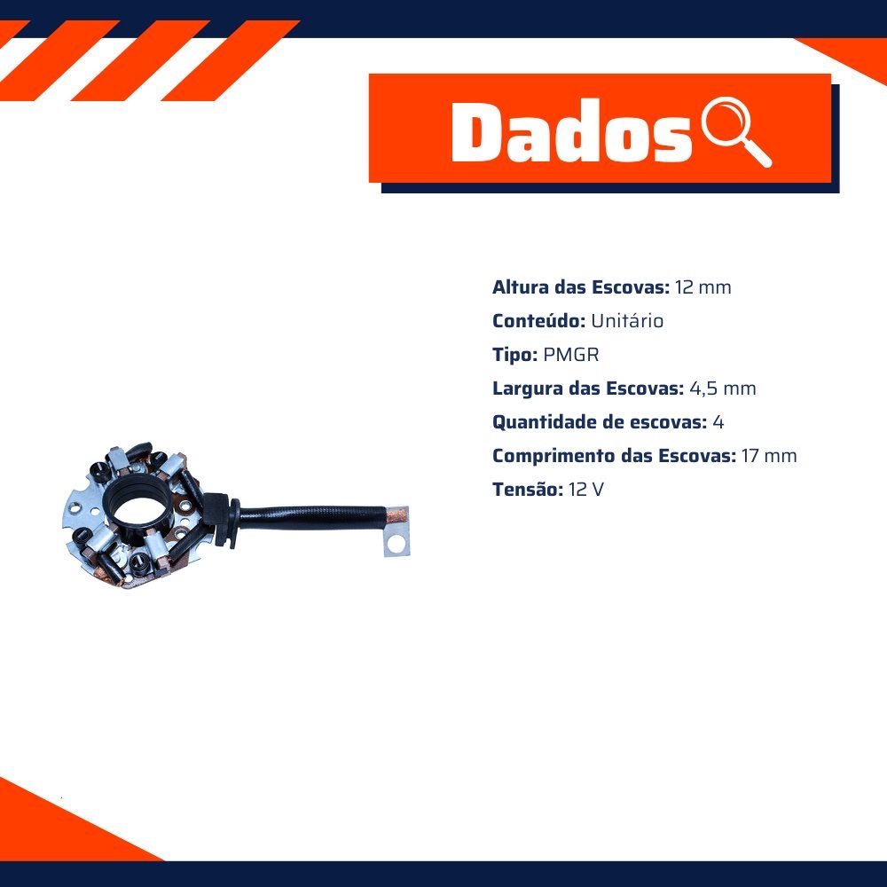 Porta Escovas para Motor de Partida com 4 Escovas - Unifap - 1.156/4