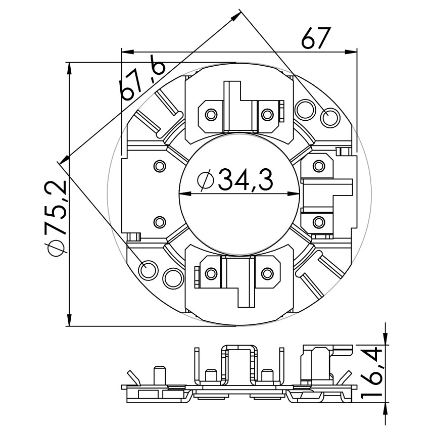 Porta Escovas para Motor de Partida com 3 Escovas para Hyundai Excel e Suzuki Vitara - Unifap - 1.160/3