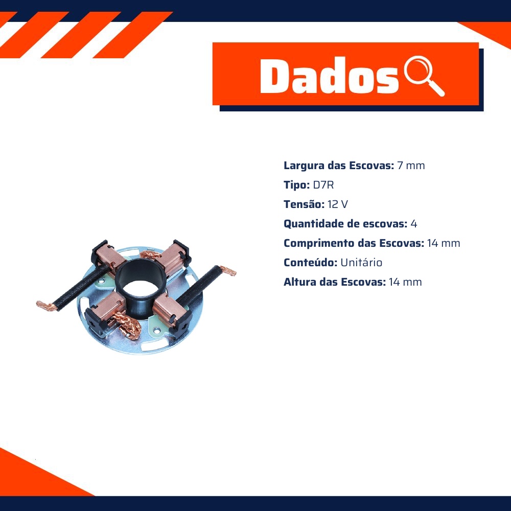 Porta Escovas para Motor de Partida com 4 Escovas - Unifap - 1.186/4