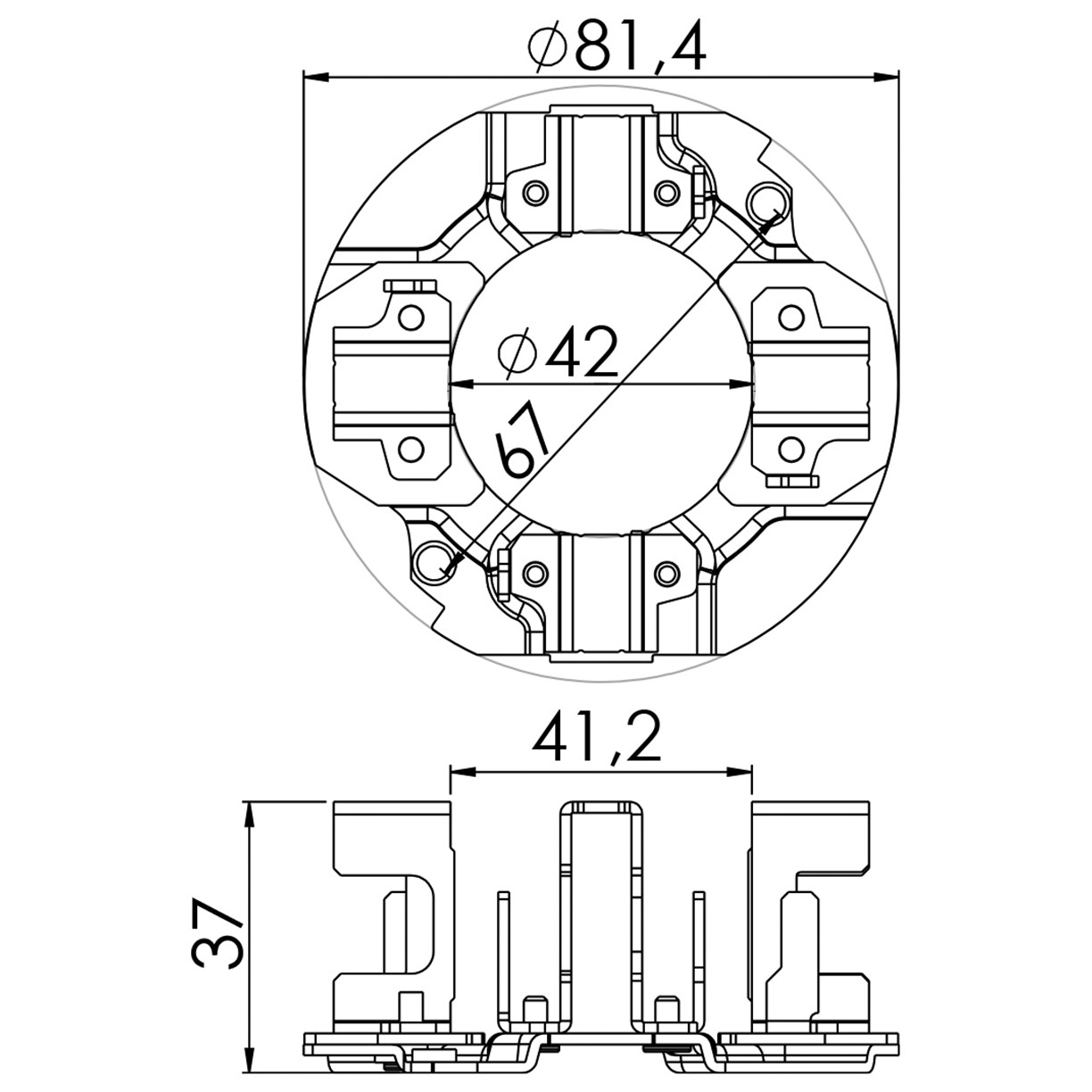 Porta Escovas para Motor de Partida com 4 Escovas - Unifap - 1.187/4