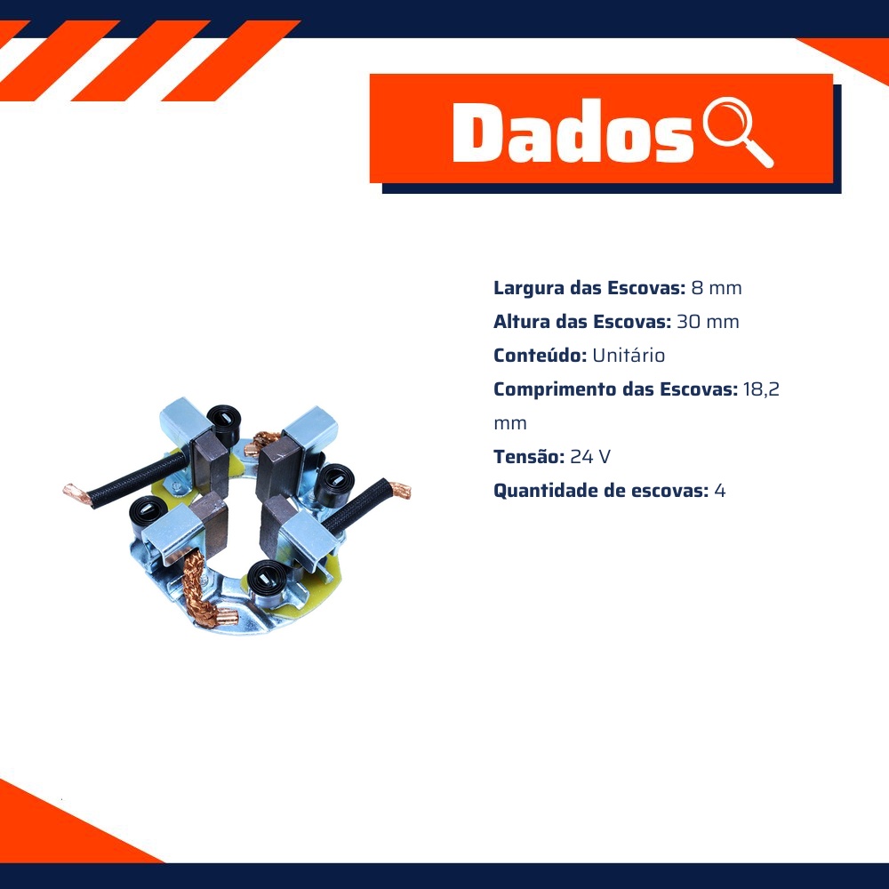 Porta Escovas para Motor de Partida com 4 Escovas - Unifap - 1.187/4