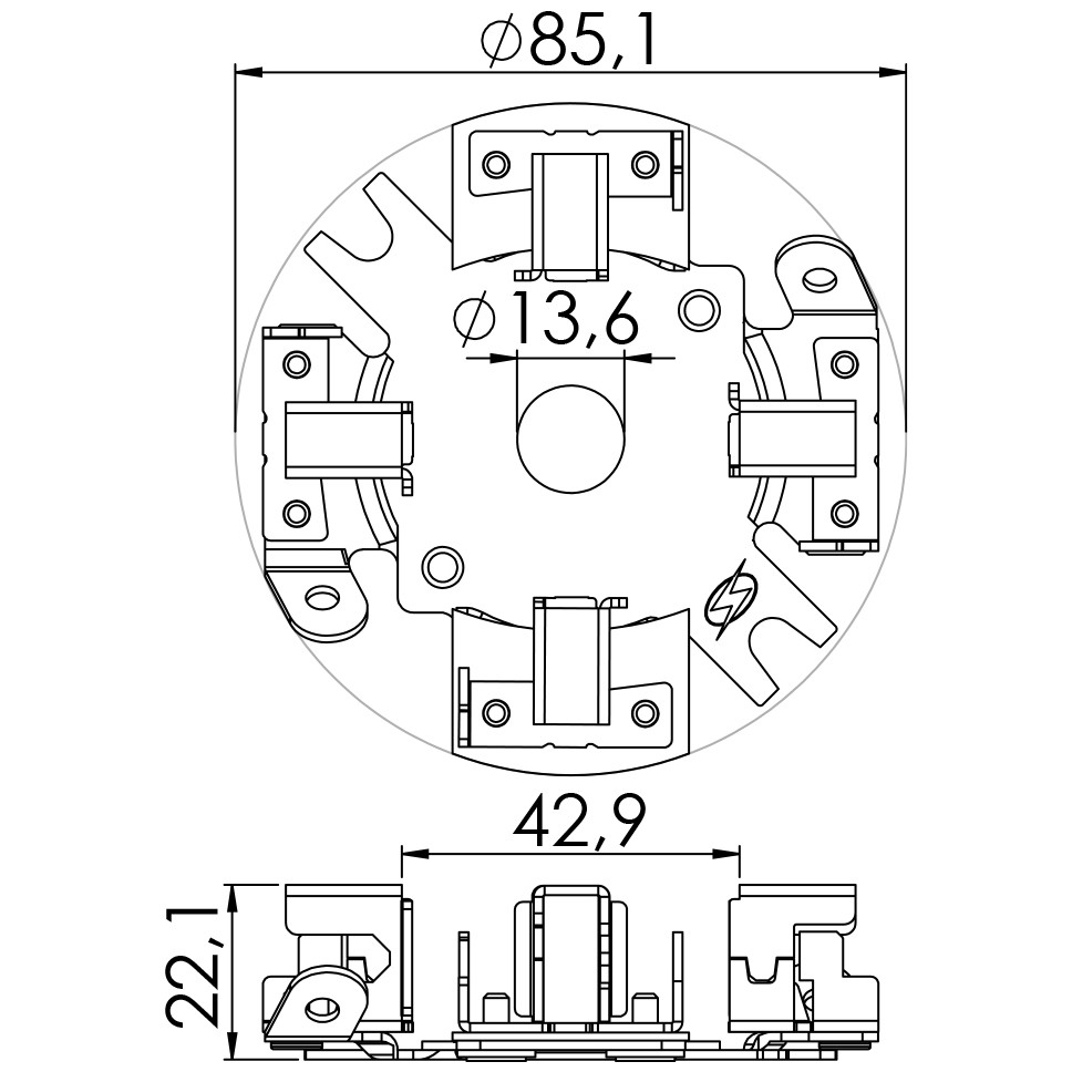 Porta Escovas para Motor de Partida com 4 Escovas para BMW 735i - Unifap - 1.197/4