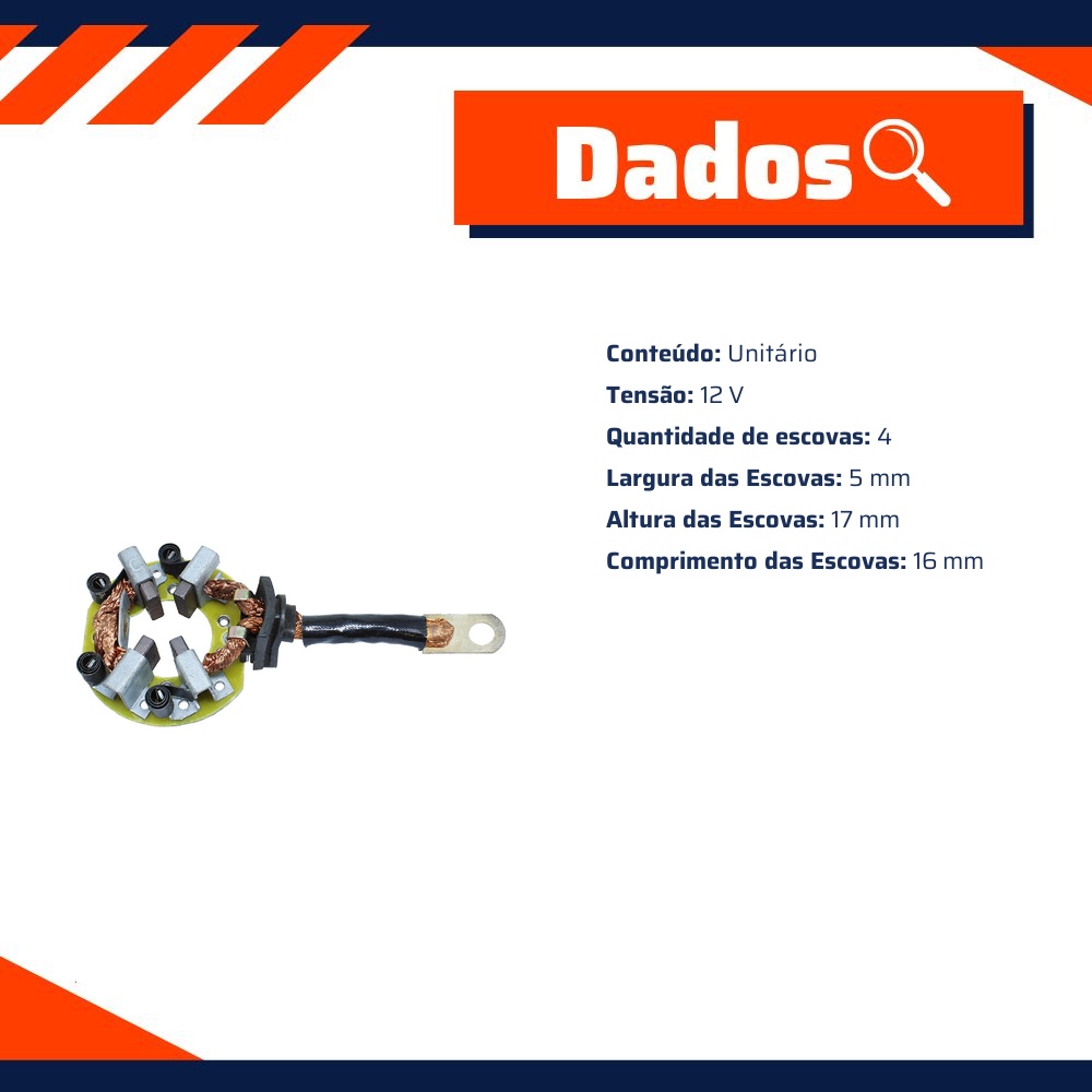 Porta Escovas para Motor de Partida com 4 Escovas para Honda Accord e Civic - Unifap - 1.199/4