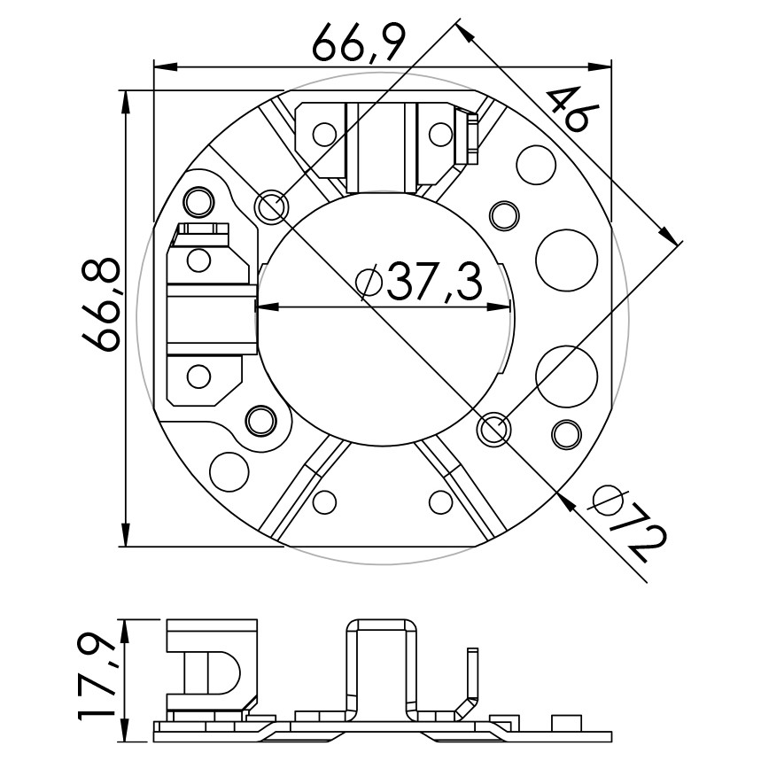 Porta Escovas para Motor de Partida com 2 Escovas - Unifap - 1.202/2