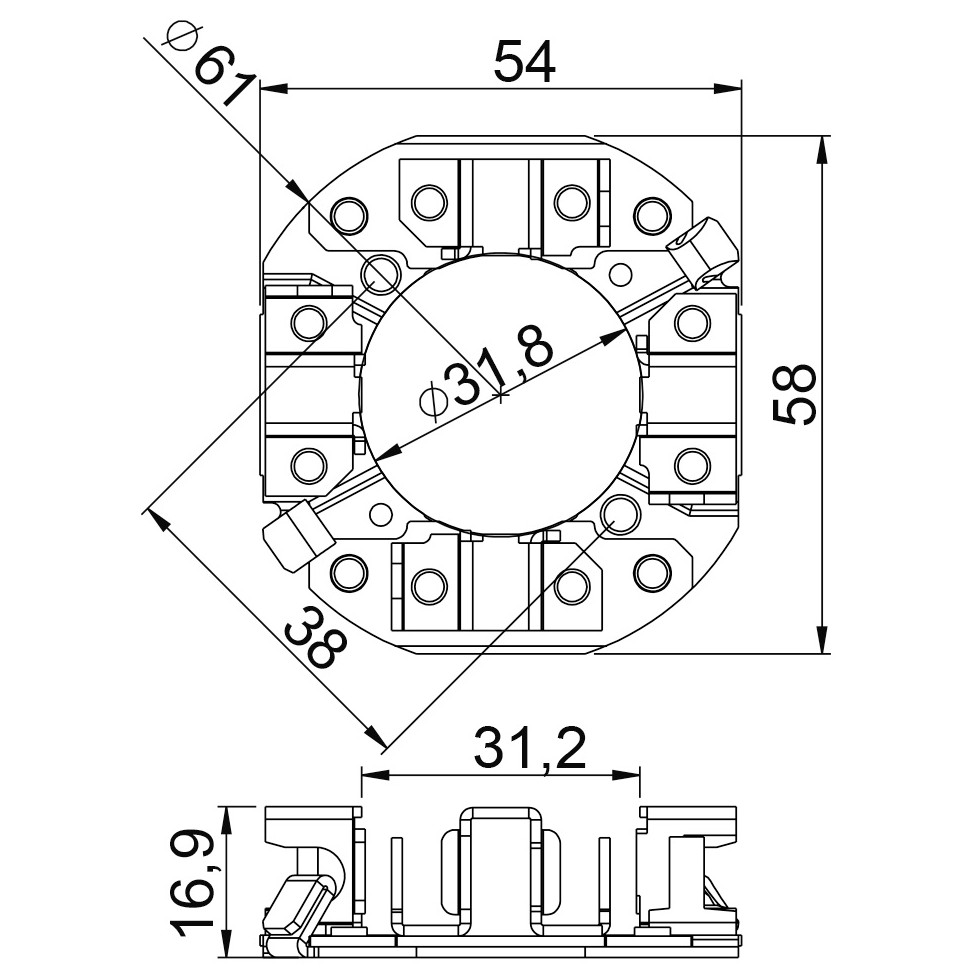 Porta Escovas para Motor de Partida com 4 Escovas - Unifap - 1.209/4