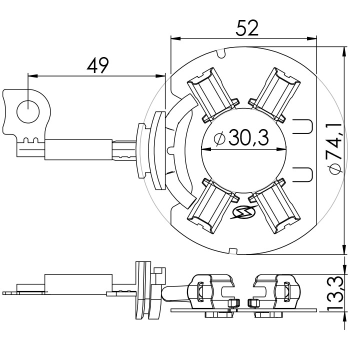 Porta Escovas para Motor de Partida com 4 Escovas - Unifap - 1.210/4