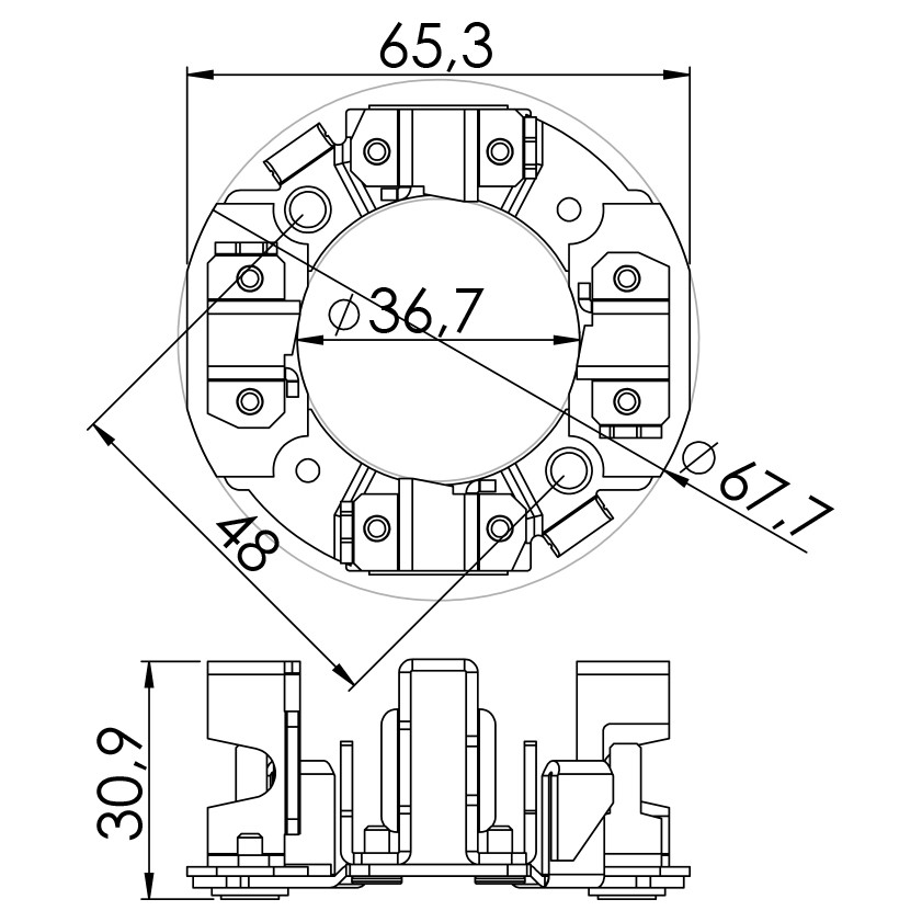 Porta Escovas para Motor de Partida com 4 Escovas - Unifap - 1.212/4