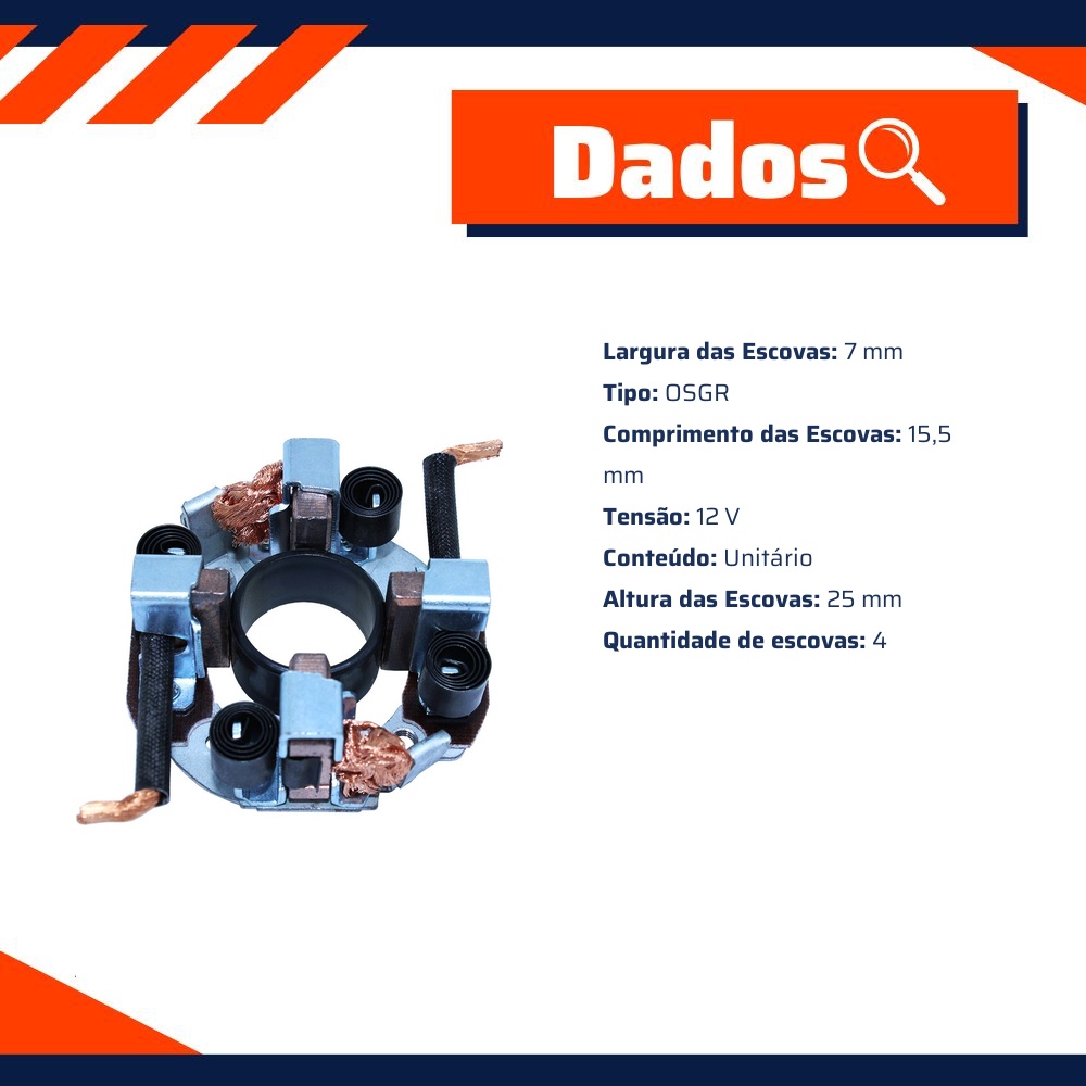 Porta Escovas para Motor de Partida com 4 Escovas - Unifap - 1.212/4