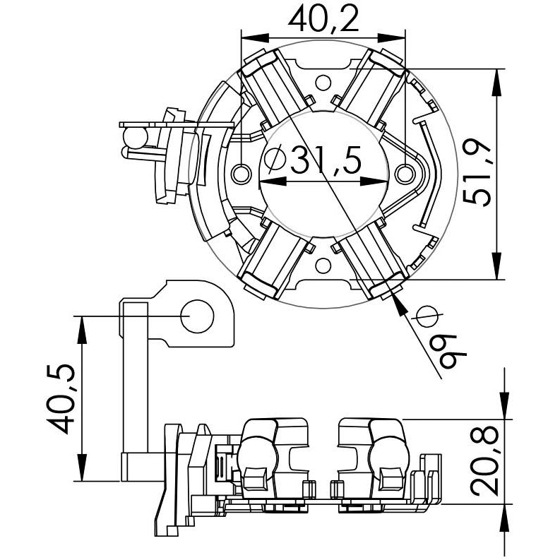 Porta Escovas para Motor de Partida com 4 Escovas - Unifap - 1.224/4