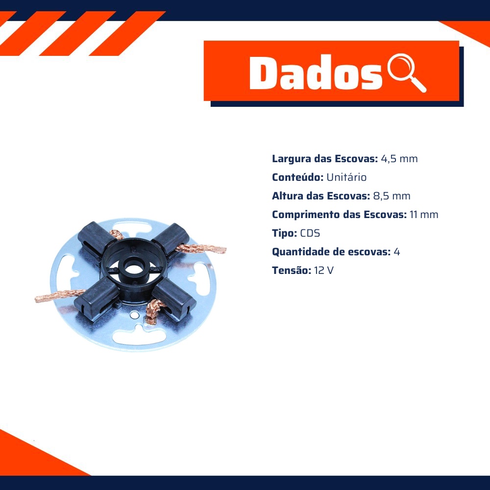 Porta Escovas para Motor de Partida com 4 Escovas - Unifap - 1.227/4
